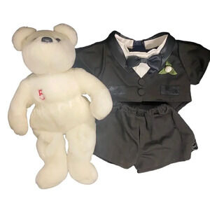 Build-A-Bear Workshop Formal Tuxedo Jacket & Pants w/Free 14" White Bear GUC